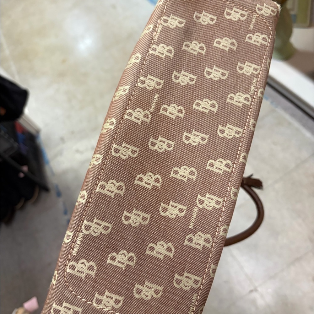 Dooney & Bourke Brown and Cream Monogram Tote with Tassel Detail - Picture 5 of 5